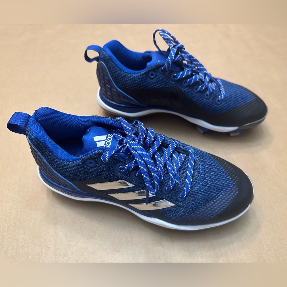 Adidas Women PowerAlley 5 Low Metal Fastpitch Softball Cleats - Blue - 8